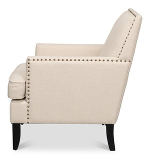 Sarreid Grady Chair Fabric - Elegant Maple & Soft Linen Upholstery For A Stylish Home Décor Upgrade Ivory  53787