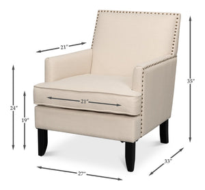 Sarreid Grady Chair Fabric - Elegant Maple & Soft Linen Upholstery For A Stylish Home Décor Upgrade Ivory  53787