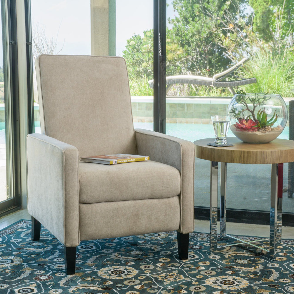 English Elm Christopher Knight Home® - Minimalist Push Back Chair with Thick Cushion and Birch Wood Legs for Stylish, Durable Comfort Natural 57444.00