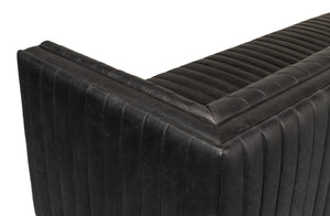 Sarreid Everett Sofa - Luxurious Black Top Grain Leather With Maple Accents For Stylish Living Rooms Black  53795