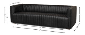 Sarreid Everett Sofa - Luxurious Black Top Grain Leather With Maple Accents For Stylish Living Rooms Black  53795