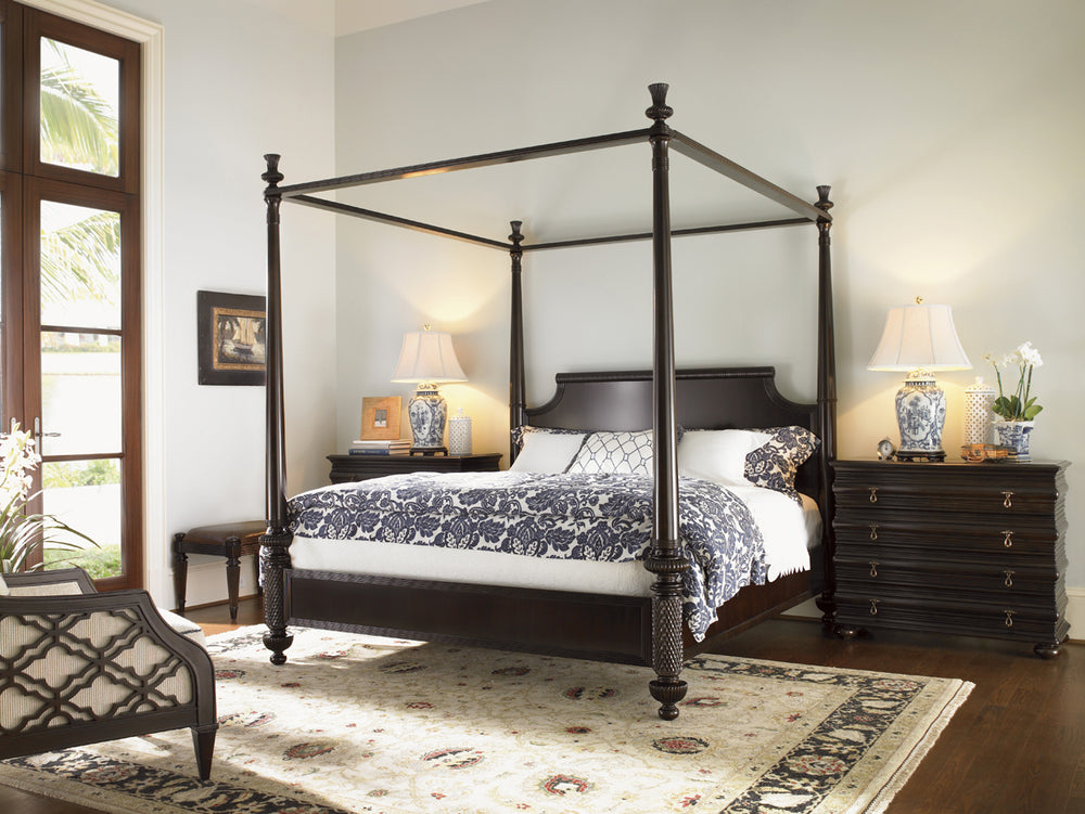 Lexington Tommy Bahama Home Diamond Head Bed - Elegant Mahogany Canopy Design For Luxurious Island Living And Timeless Style Kona  537-174c