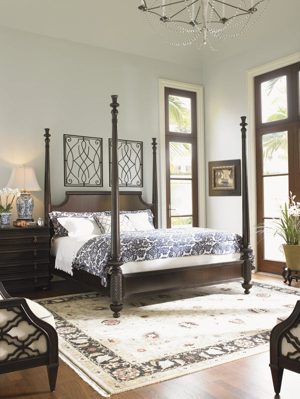 Lexington Tommy Bahama Home Diamond Head Bed - Elegant Mahogany Canopy Design For Luxurious Island Living And Timeless Style Kona  537-174c