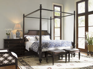 Lexington Tommy Bahama Home Black Sands Night Chest - Exquisite Ribbon Stripe Mahogany Design For Elegant Island Living Retreat Kona  537-625