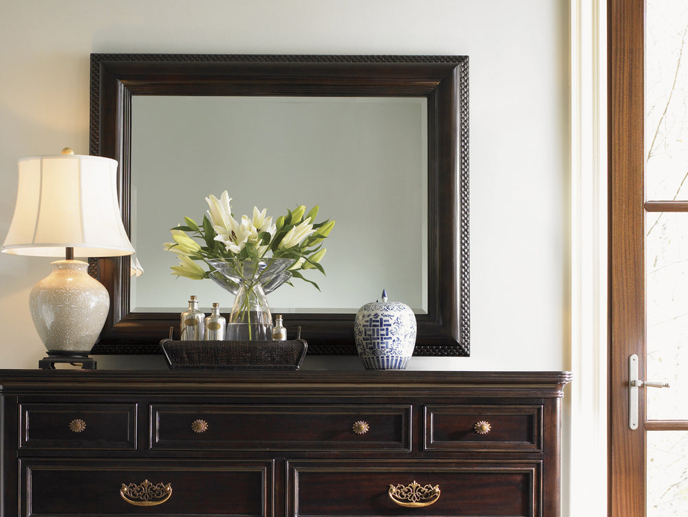 Lexington Tommy Bahama Home Landscape Mirror - Elegant Oahu-inspired Design With Pineapple Carvings For Refined Island Living Kona  537-206