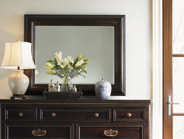 Lexington Tommy Bahama Home Landscape Mirror - Elegant Oahu-inspired Design With Pineapple Carvings For Refined Island Living Kona  537-206