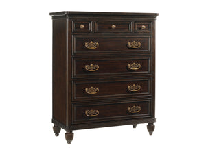Lexington Tommy Bahama Home Mauna Chest - Elegant Ribbon Stripe Mahogany With 7 Drawers And Felt-lined Jewelry Tray Storage Kona  537-307