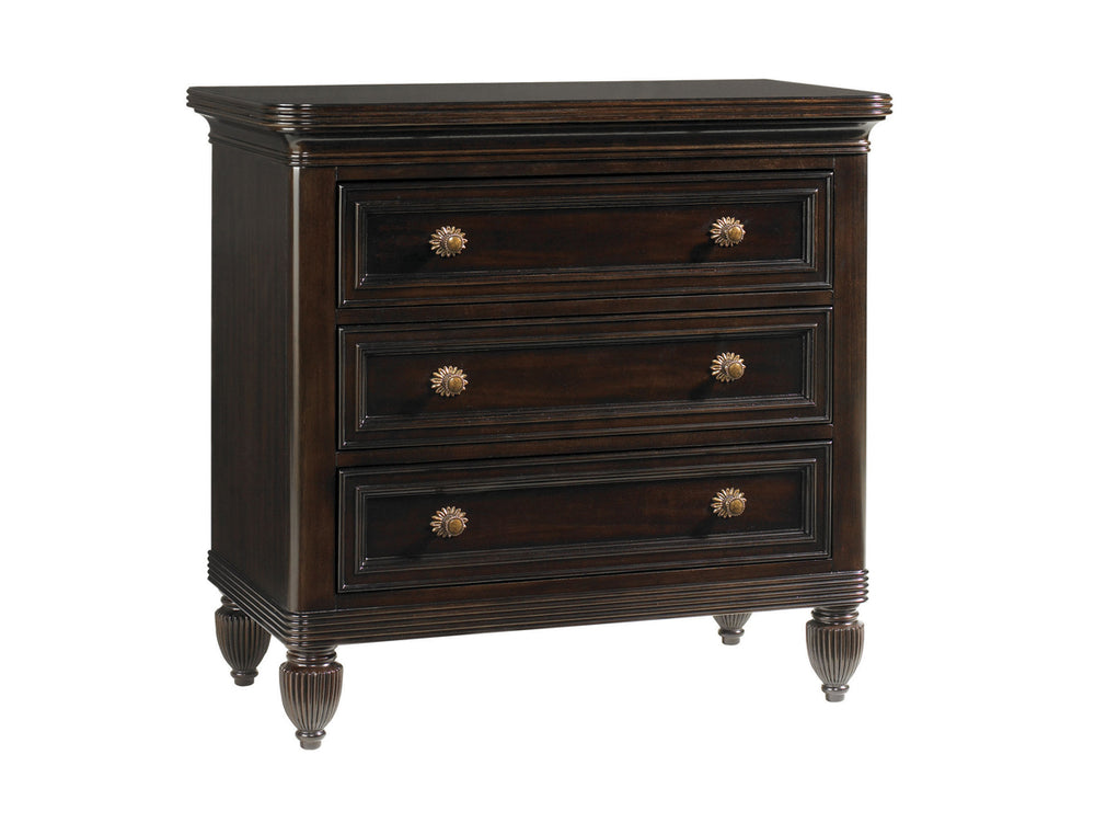 Lexington Tommy Bahama Home Orchid Nightstand - Elegant Ribbon Stripe Mahogany Design With Three Drawers For Chic Island Living Kona  537-621