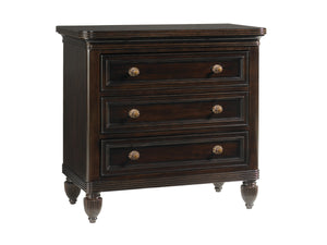 Lexington Tommy Bahama Home Orchid Nightstand - Elegant Ribbon Stripe Mahogany Design With Three Drawers For Chic Island Living Kona  537-621