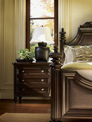 Lexington Tommy Bahama Home Orchid Nightstand - Elegant Ribbon Stripe Mahogany Design With Three Drawers For Chic Island Living Kona  537-621