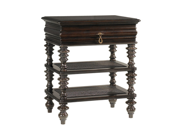 Lexington Tommy Bahama Home Haven Nightstand - Elegant Island Living With Woven Wicker Shelves And Exotic Mahogany Craftsmanship Kona  537-622