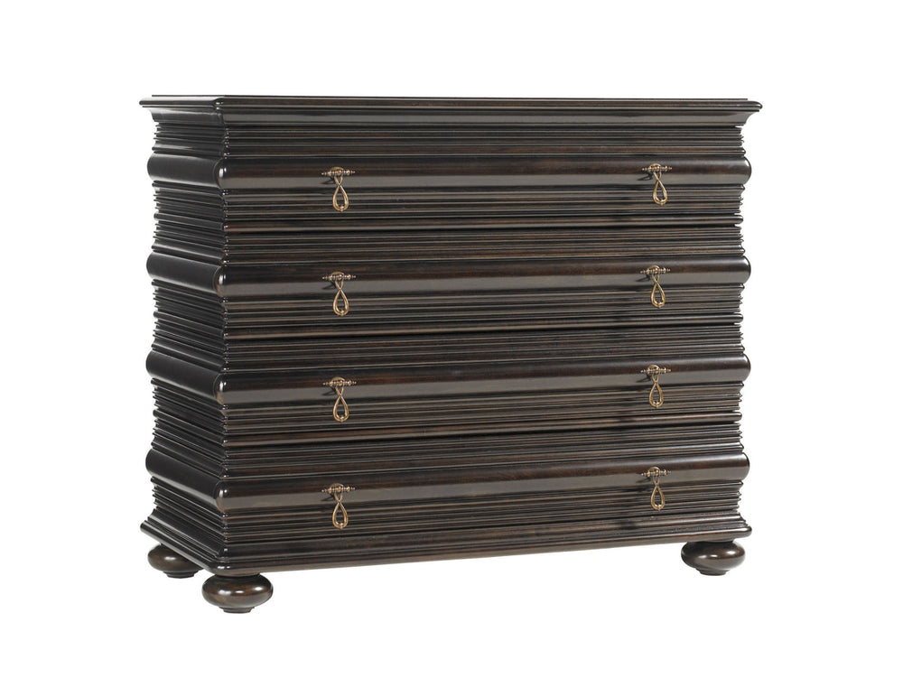 Lexington Tommy Bahama Home Black Sands Night Chest - Exquisite Ribbon Stripe Mahogany Design For Elegant Island Living Retreat Kona  537-625