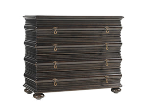 Lexington Tommy Bahama Home Black Sands Night Chest - Exquisite Ribbon Stripe Mahogany Design For Elegant Island Living Retreat Kona  537-625