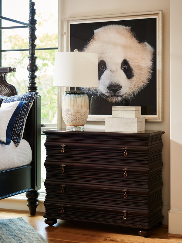 Lexington Tommy Bahama Home Black Sands Night Chest - Exquisite Ribbon Stripe Mahogany Design For Elegant Island Living Retreat Kona  537-625