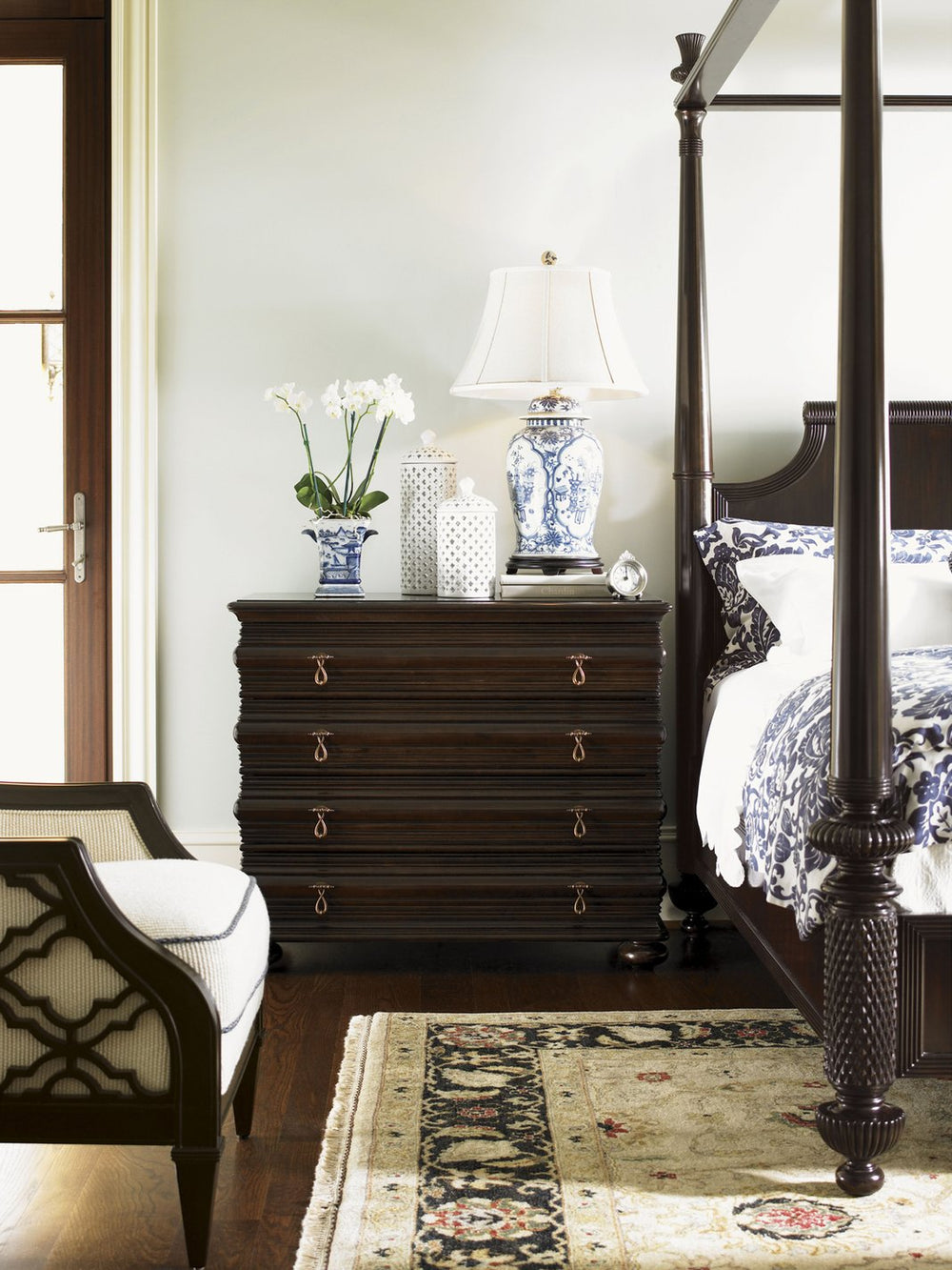 Lexington Tommy Bahama Home Black Sands Night Chest - Exquisite Ribbon Stripe Mahogany Design For Elegant Island Living Retreat Kona  537-625