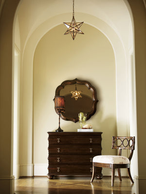 Lexington Tommy Bahama Home Lotus Blossom Mirror - Exquisite Ribbon Stripe Mahogany Design For Elegant Island Living Decor Tortoise Shell  538-201