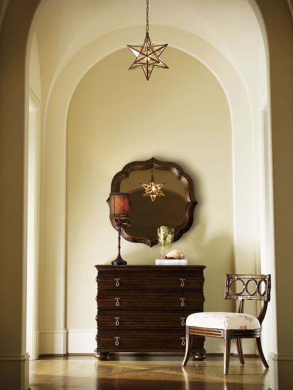 Lexington Tommy Bahama Home Lotus Blossom Mirror - Exquisite Ribbon Stripe Mahogany Design For Elegant Island Living Decor Tortoise Shell  538-201