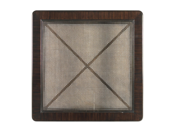 Lexington Tommy Bahama Home Tropic Cocktail Table - Elegant Ribbon Stripe Mahogany Design With Woven Wicker Shelf & Glass Top Kona  537-947