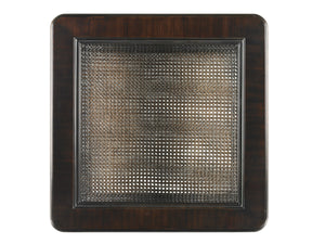 Lexington Tommy Bahama Home Tropic Lamp Table: Elegant Ribbon Stripe Mahogany Design With Beveled Glass Top & Wicker Shelves Kona  537-953