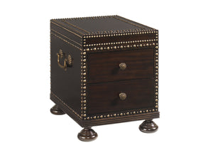 Lexington Tommy Bahama Home Sunset Cay Lamp Table - Elegant Ribbon Stripe Mahogany With Antique Brass Accents And Dual Drawers Kona  537-954