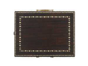 Lexington Tommy Bahama Home Sunset Cay Lamp Table - Elegant Ribbon Stripe Mahogany With Antique Brass Accents And Dual Drawers Kona  537-954