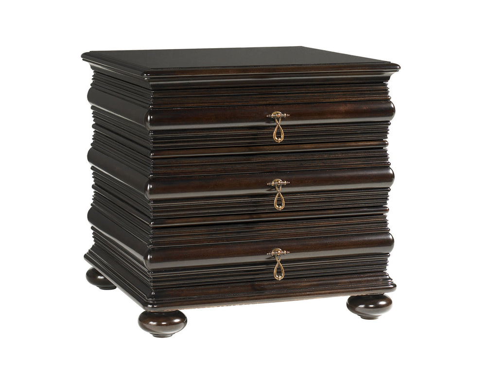Lexington Tommy Bahama Home Black Sands Lamp Table - Elegant Ribbon Stripe Mahogany Design With 3 Intriguing Drawers For Storage Kona  537-956