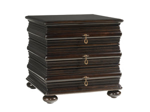 Lexington Tommy Bahama Home Black Sands Lamp Table - Elegant Ribbon Stripe Mahogany Design With 3 Intriguing Drawers For Storage Kona  537-956
