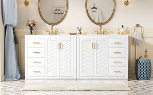 English Elm 72'' Bathroom Vanity With Ceramic Sink - Elegant Solid Wood Freestanding Set With Ample Storage & Soft-Close Doors N710SS00015K