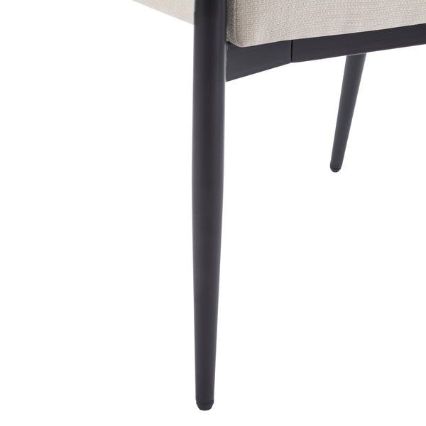English Elm Christopher Knight Home® - Nora Mid-Century Dining Arm Chair with Foam-Padded High Back, Textured Fabric & Sturdy Metal Legs Beige,Black 30.7 L x 25.2 W x 19.7 H N776P272040I