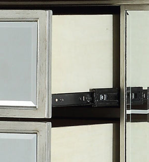 English Elm Varian Mirrored Finish Dresser with Geometric Trim & Sunburst Motifs, 8 Smooth Glide Drawers, Luxe Crystal Knobs Silver 54 L x 24 W x 47 H B2726P261268