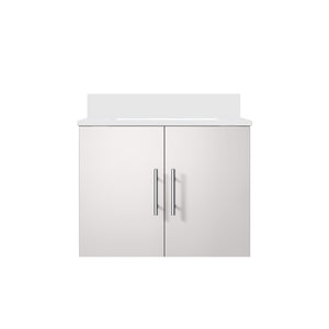 English Elm Glossy White Bath Vanity 24" W X 22" D With Durable White Quartz Top For Modern Bathroom Elegance B2731P258569