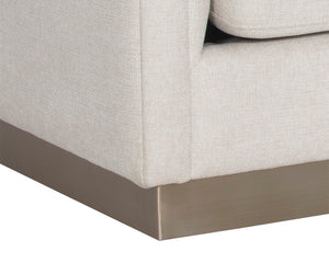 Sunpan Talbot Sofa - Contemporary Elegance in Belfast Oatmeal with Antique Brass Base for Modern Living Spaces