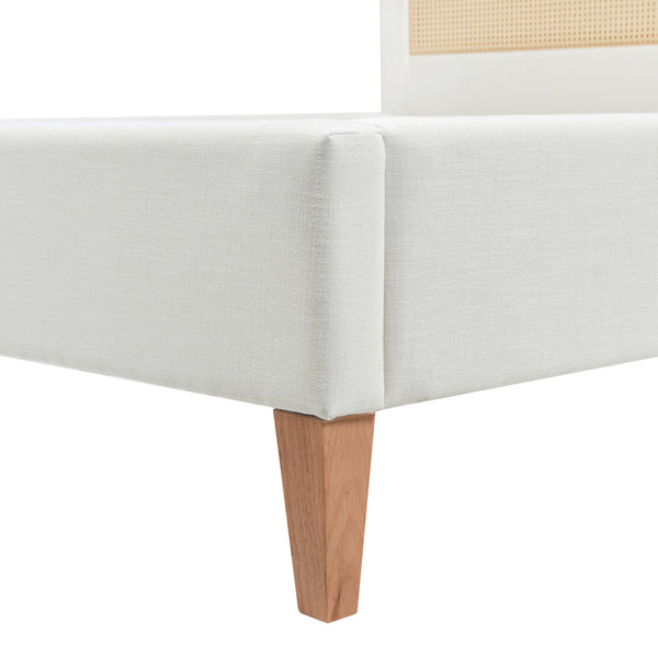 English Elm Jennifer Taylor Home - Haley Upholstered Cane-Back Platform Bed - Elegant Antique White Design For Stylish Bedrooms B2719P238201