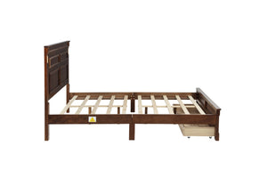 English Elm Queen Farmhouse Pinewood Storage Bed with Led Lighting Usb Charging and Panel Headboard Walnut W504P391016