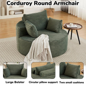 English Elm 50"l Corduroy Oversized Sleeper Chair with Neck Pillow Support for Lounge or Bedroom Green W834P405866