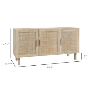 English Elm Homcom Boho Sideboard Buffet Cabinet With Rattan Doors, Adjustable Shelves & Stylish Natural Finish W2225P217722