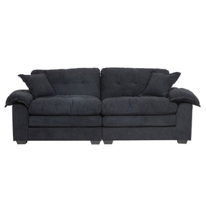 English Elm 84" Chenille Sofa Loveseat with Memory Foam & Pocket Springs, Plush Dual-Layer Comfort, Sturdy Frame Black W676S00009