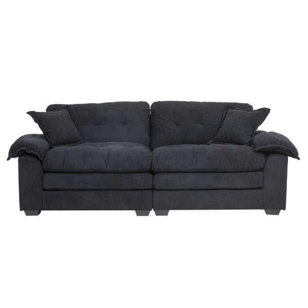 English Elm 84" Chenille Sofa Loveseat with Memory Foam & Pocket Springs, Plush Dual-Layer Comfort, Sturdy Frame Black W676S00009