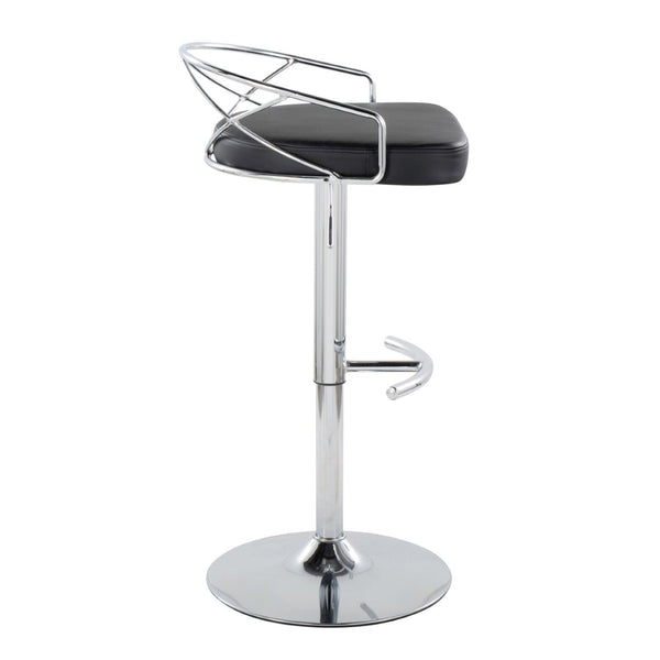 English Elm Adjustable Swivel Barstools Mid-century Modern Walnut and Cream Faux Leather Set of 2 B202S02169