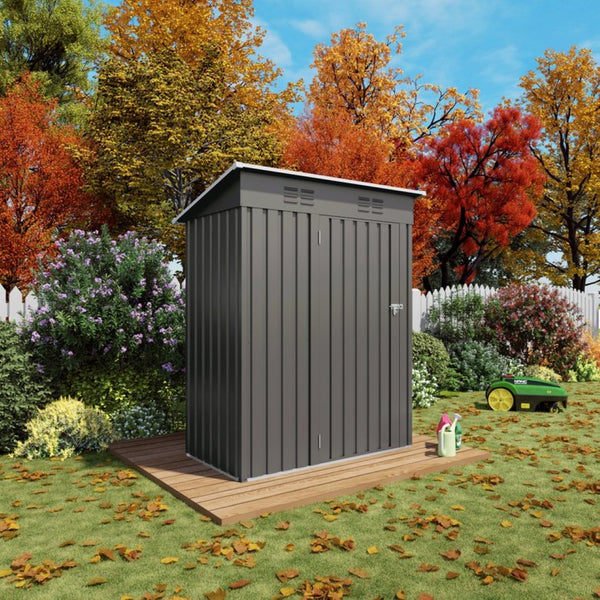 English Elm 5x3 Ft Galvanized Steel Outdoor Storage Shed with Peaked Roof and Lockable Door W3213P309351