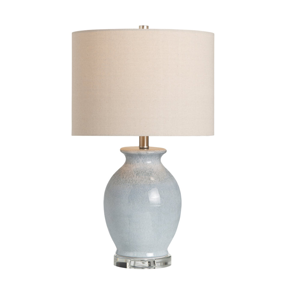 Crestview Collection 24.75"H Coastal Charm Ceramic Table Lamp With Crystal Base & Oatmeal Linen Shade For Versatile Lighting   Cvap2907