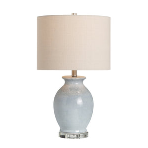 Crestview Collection 24.75"H Coastal Charm Ceramic Table Lamp With Crystal Base & Oatmeal Linen Shade For Versatile Lighting   Cvap2907