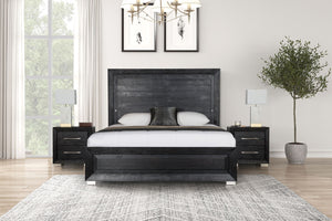 English Elm Contemporary Black Nightstand Chrome Legs Usb Charging Dovetail Drawer Bedroom Storage B2741P433357