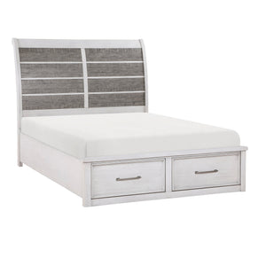 English Elm Antique Ambrose Queen Platform Bed with Footboard Storage Drawers Rustic Acacia Veneer Finish Antique Gray,Antique White 67.25 L x 43.75 W x 7.75 H B011S01450