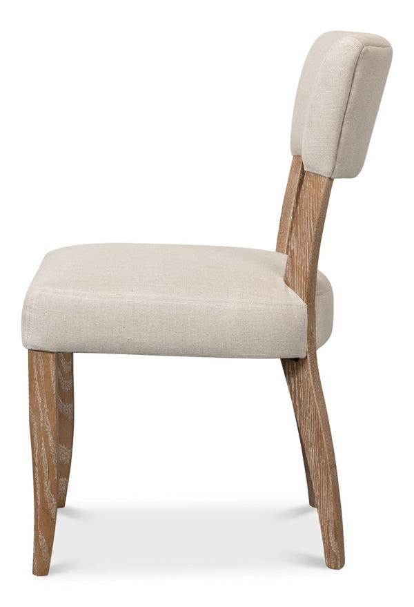 Sarreid Rhett Chair Set Of 2 - Stylish Oak Frames With Luxurious Linen Fabric For Modern Living Spaces Beige  53801