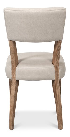 Sarreid Rhett Chair Set Of 2 - Stylish Oak Frames With Luxurious Linen Fabric For Modern Living Spaces Beige  53801