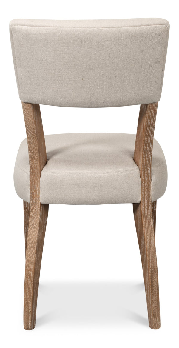 Sarreid Rhett Chair Set Of 2 - Stylish Oak Frames With Luxurious Linen Fabric For Modern Living Spaces Beige  53801