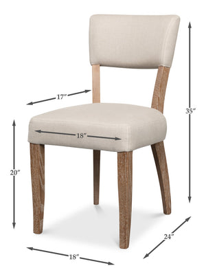 Sarreid Rhett Chair Set Of 2 - Stylish Oak Frames With Luxurious Linen Fabric For Modern Living Spaces Beige  53801