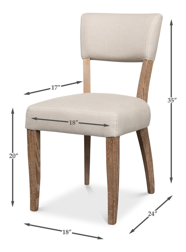 Sarreid Rhett Chair Set Of 2 - Stylish Oak Frames With Luxurious Linen Fabric For Modern Living Spaces Beige  53801