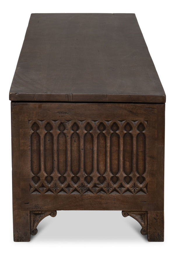 Sarreid Aarush Hand-carved Wooden Trunk - Exquisite Storage Solution With Unique Artistic Details Brown  53802